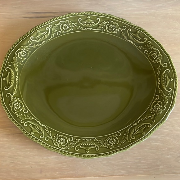Rare vintage Canonsburg Pottery Co Regency Green Ironstone Oval Serving Platter